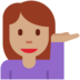 Twitter里的单手举起的女人：中等肤色emoji表情