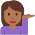Twitter里的单手举起的女人：中黑肤色emoji表情