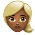 WhatsApp里的女性：中深色肤色，金发emoji表情