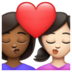 WhatsApp里的亲吻: 女人女人中等-深肤色较浅肤色emoji表情