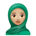 WhatsApp里的头巾女性：中浅肤色emoji表情
