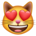 WhatsApp里的眼里有爱心的笑脸猫emoji表情